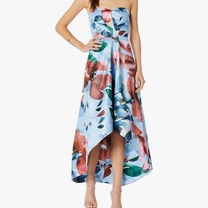 Parker Black Clara Pleated Bodice High Low Gown